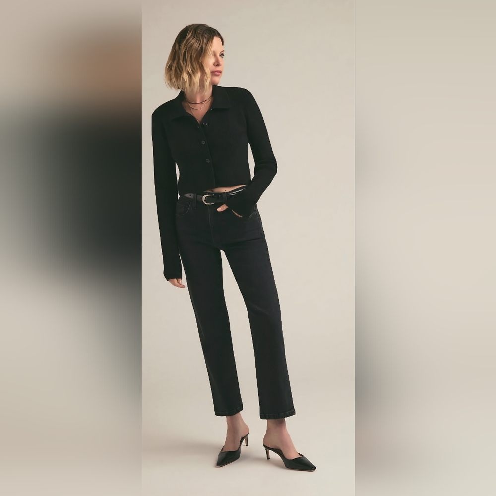 Favorite Daughter Size 28 Washed Black THE SHORTIE MORGAN HIGH RISE STRAIGHT